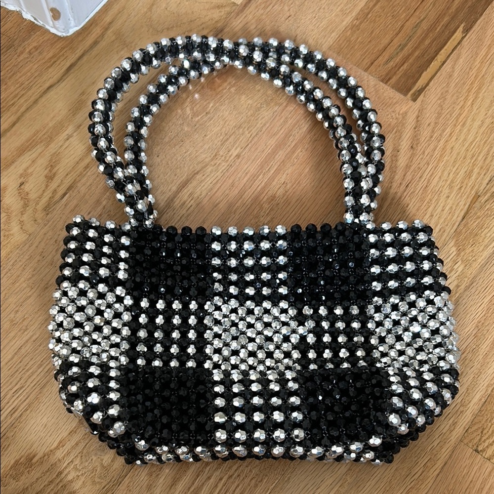 Loeffler Randall Black and Silver Geometric Shoulder Bag